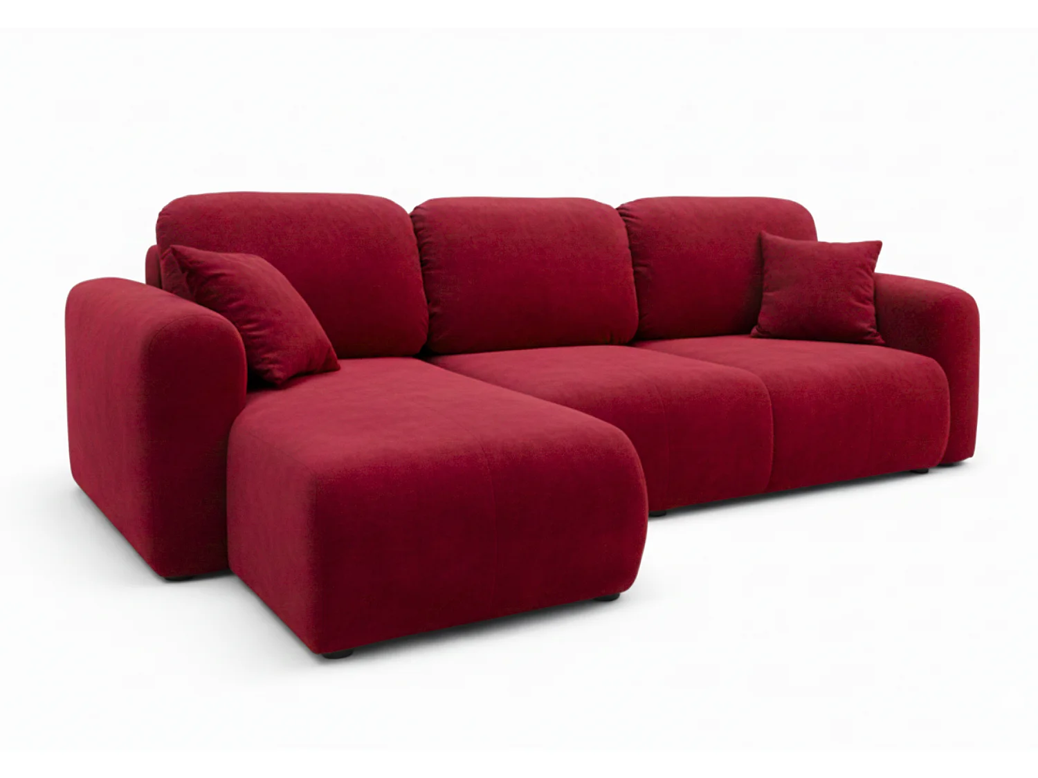 Canapé d’angle convertible élégant, version gauche, BINGO L, 245 × 148 × 87 cm, en tissu Kronos 2 bordeaux