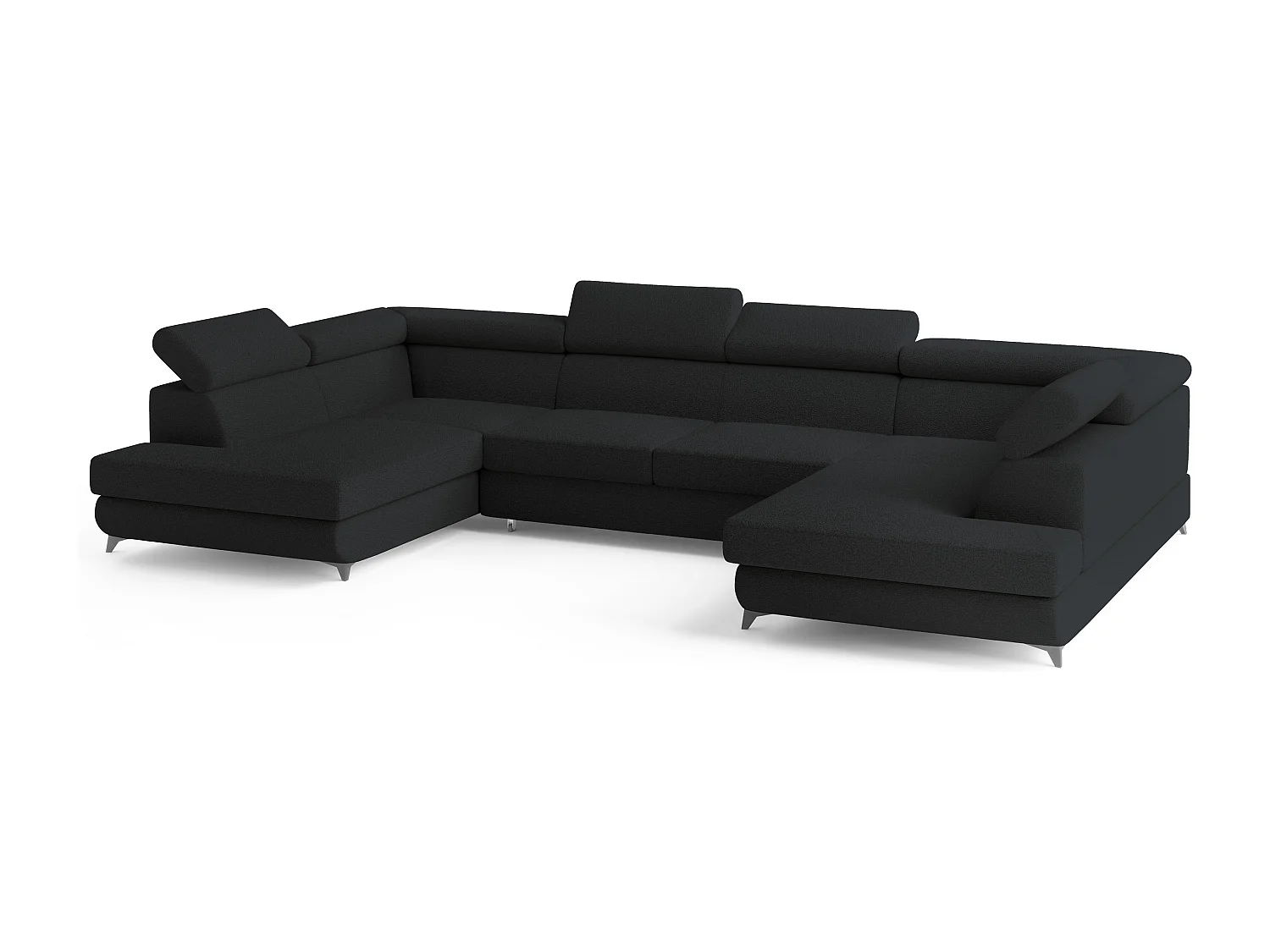 Canapé d'angle VINTESSA Noir en bouclé avec fonction de couchage