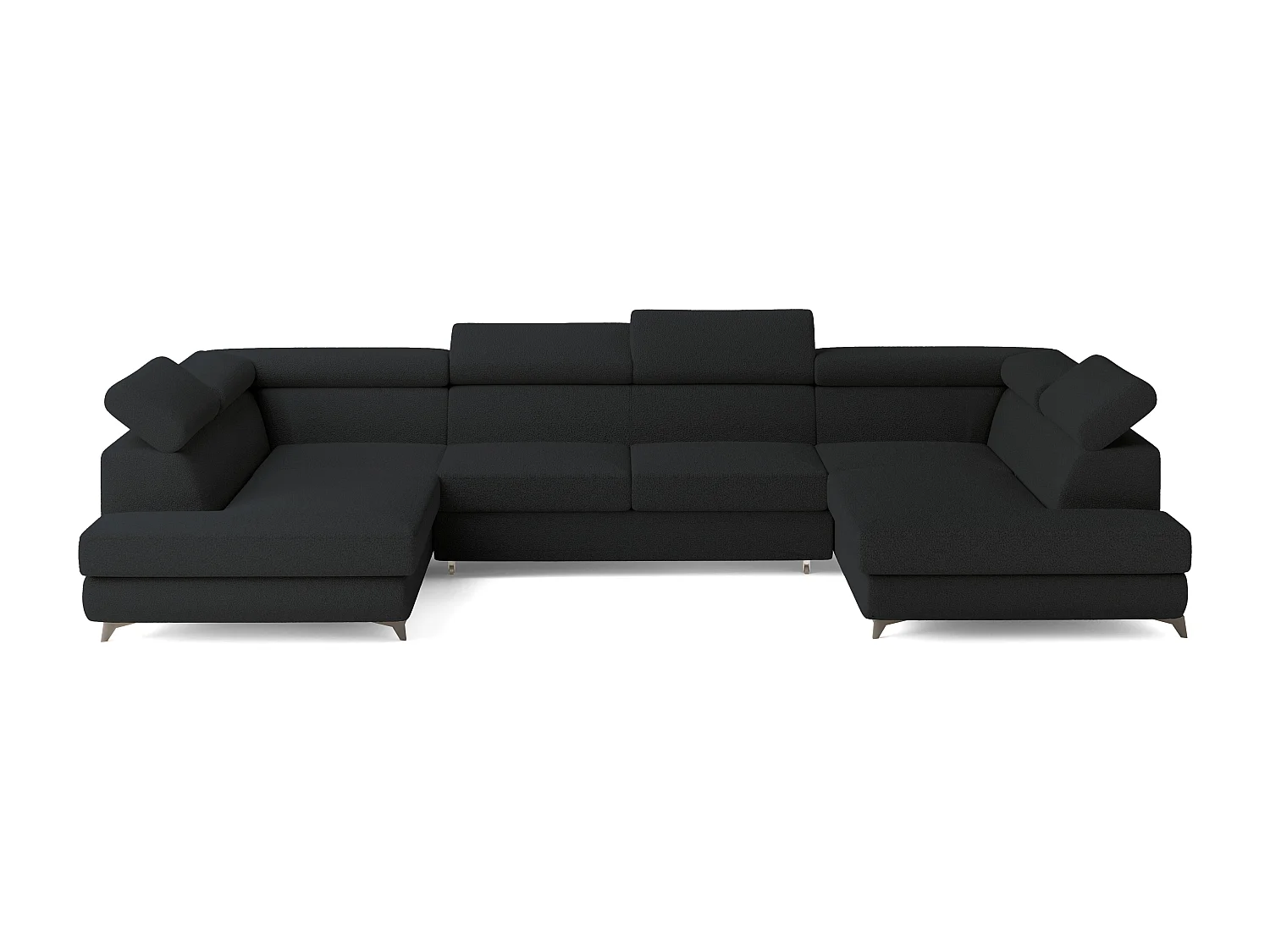 Canapé d'angle VINTESSA Noir en bouclé avec fonction de couchage