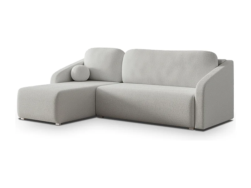 Hoekbank MARELLO van fluweel met slaapfunctie Hellgrau