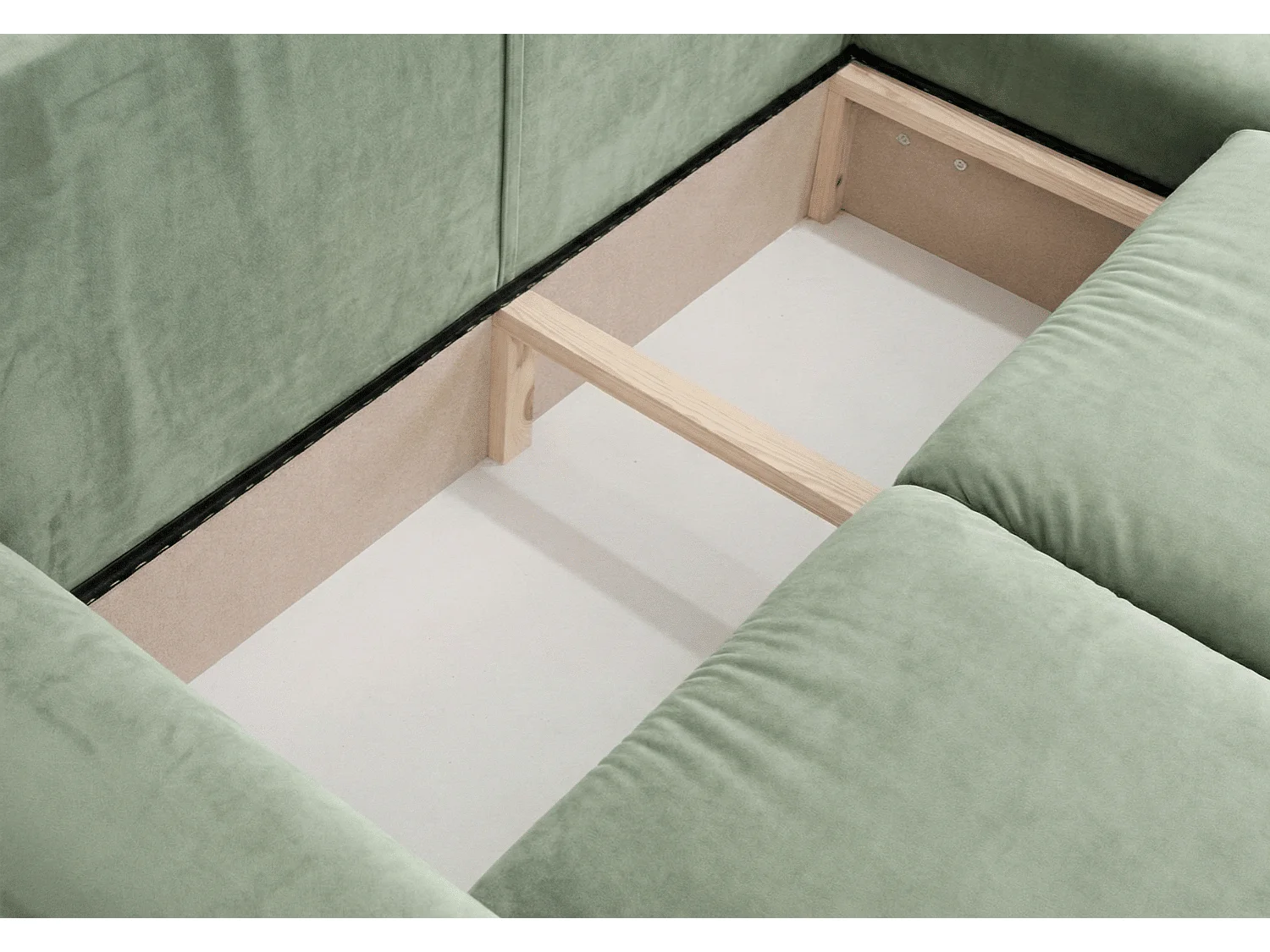 Canapé d’angle convertible élégant, version droite, BINGO L, 245 × 148 × 87 cm, en tissu Kronos 47 vert