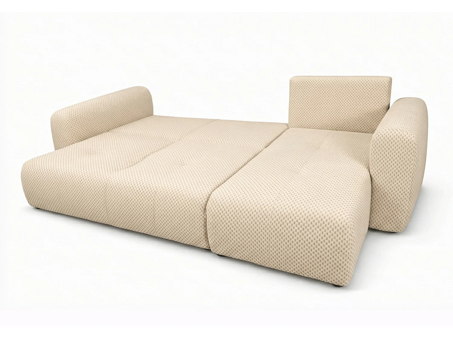 Canapé d’angle convertible élégant, version droite, BINGO L, 245 × 148 × 87 cm, en tissu Pop 6 crème