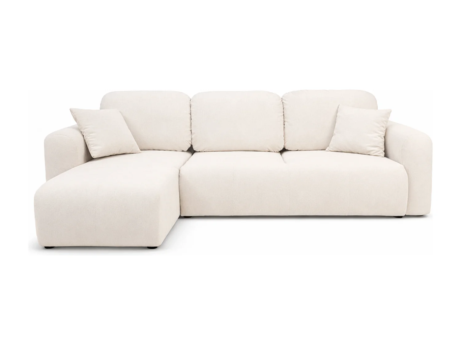 Canapé d’angle convertible élégant, version gauche, BINGO L, 245 × 148 × 87 cm, en tissu Gerra 5 blanc