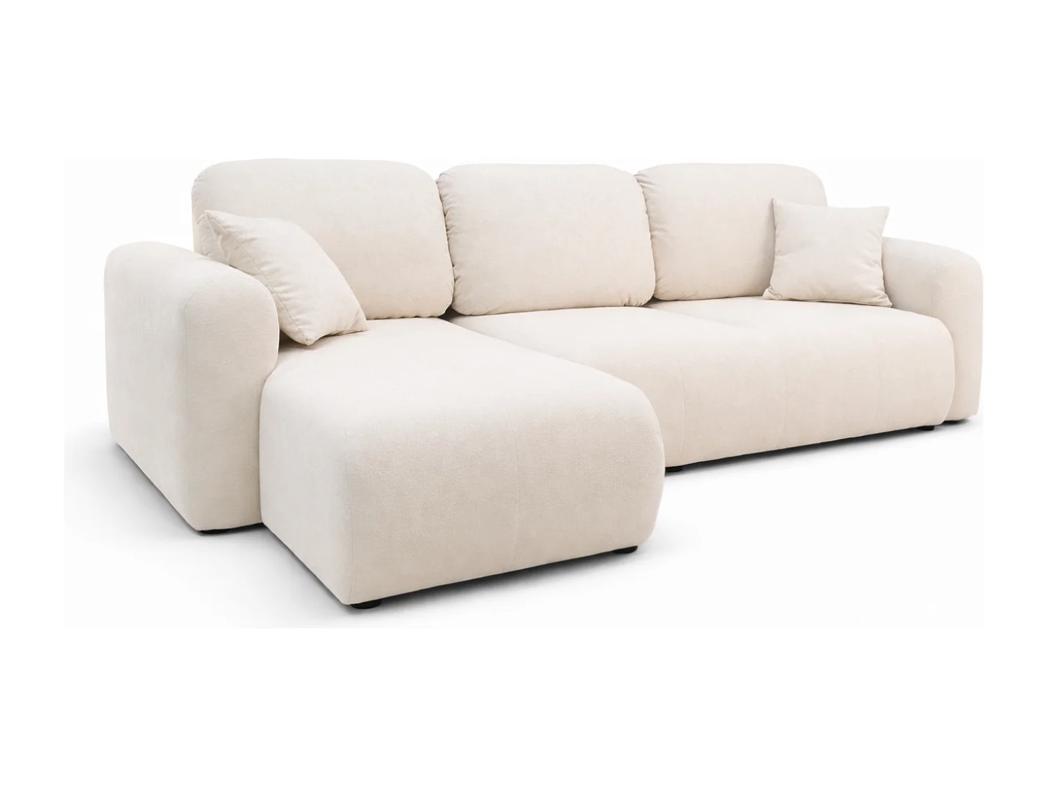 Canapé d’angle convertible élégant, version gauche, BINGO L, 245 × 148 × 87 cm, en tissu Gerra 5 blanc