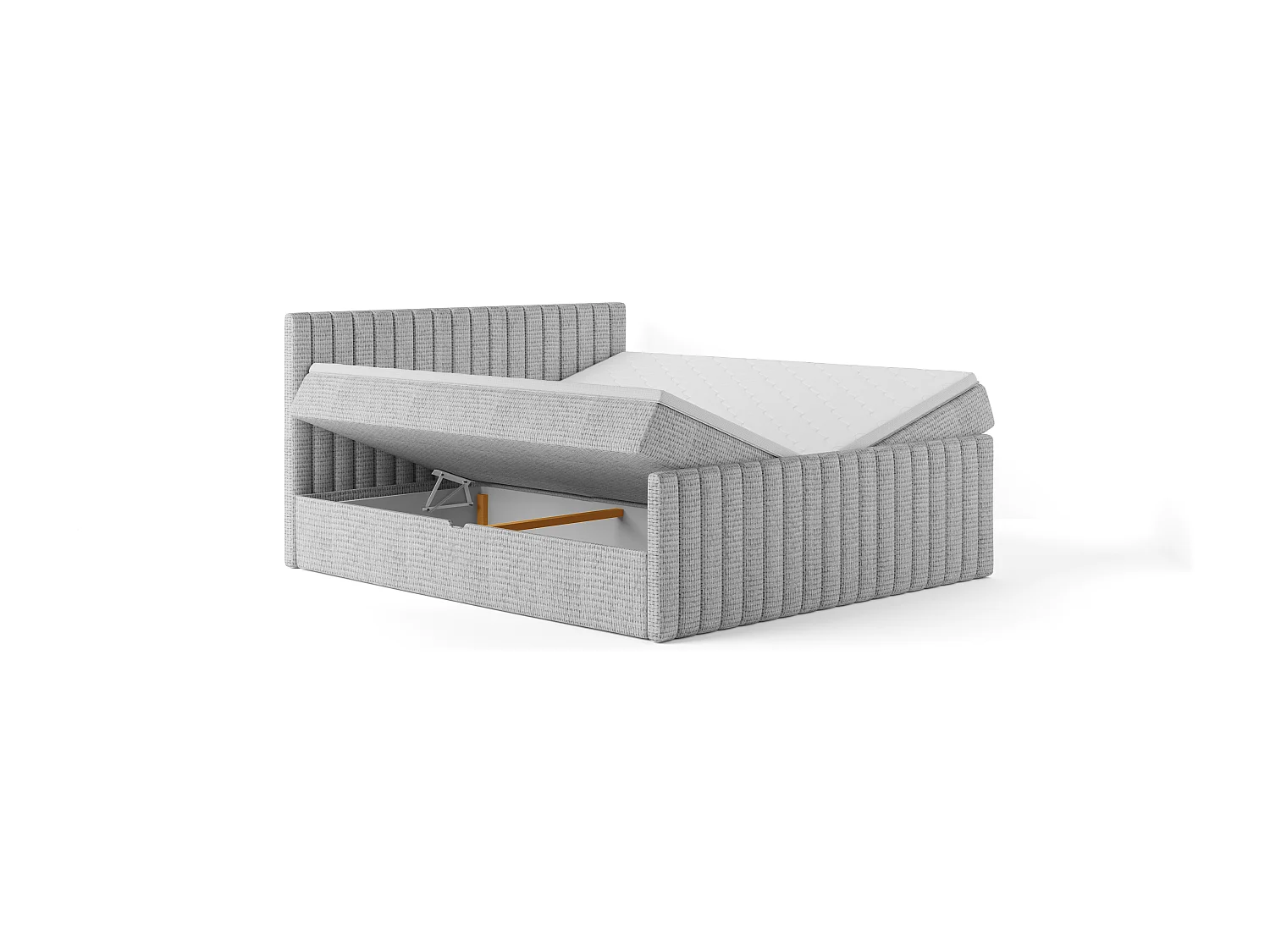 Lit boxspring continental DEMETER 200x200 cm en tissu FLOW 6 blanc