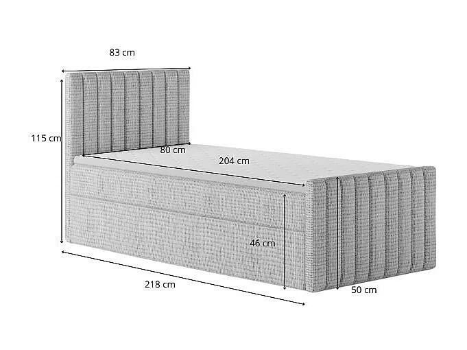 Continentaal boxspringbed DEMETER 80x200 cm in stof FLOW 21 zwart