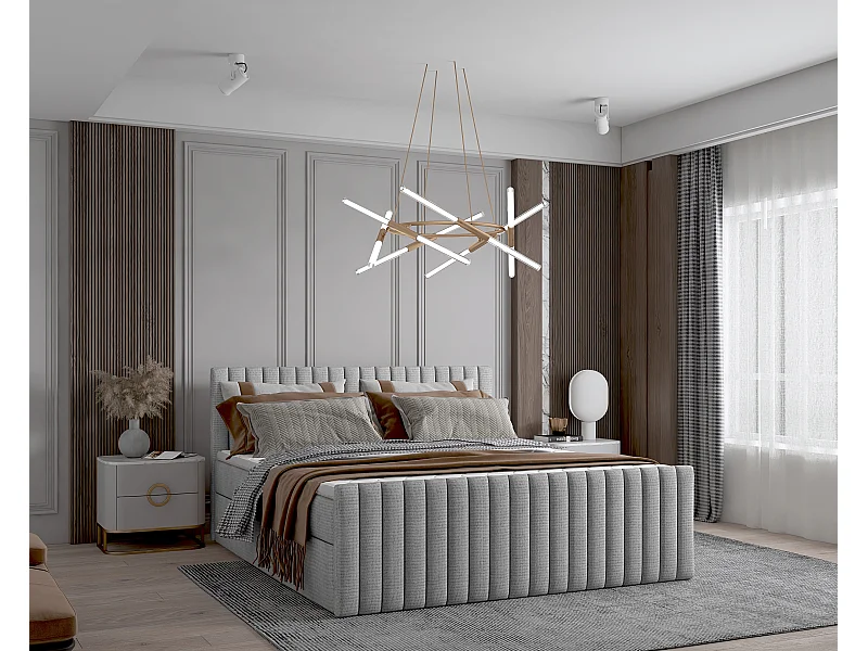 Continentaal boxspringbed DEMETER 160x200 cm in grijze stof FLOW 16