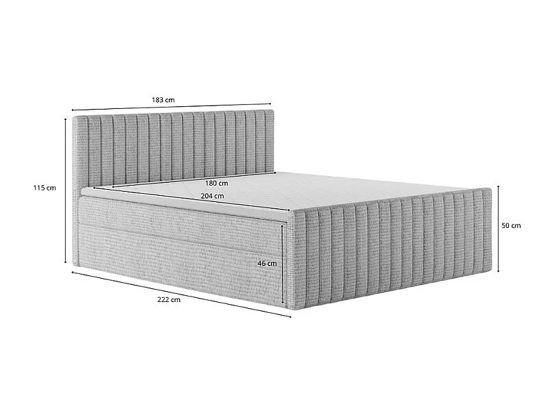 Continentaal boxspringbed DEMETER 180x200 cm in stof FLOW 21 zwart