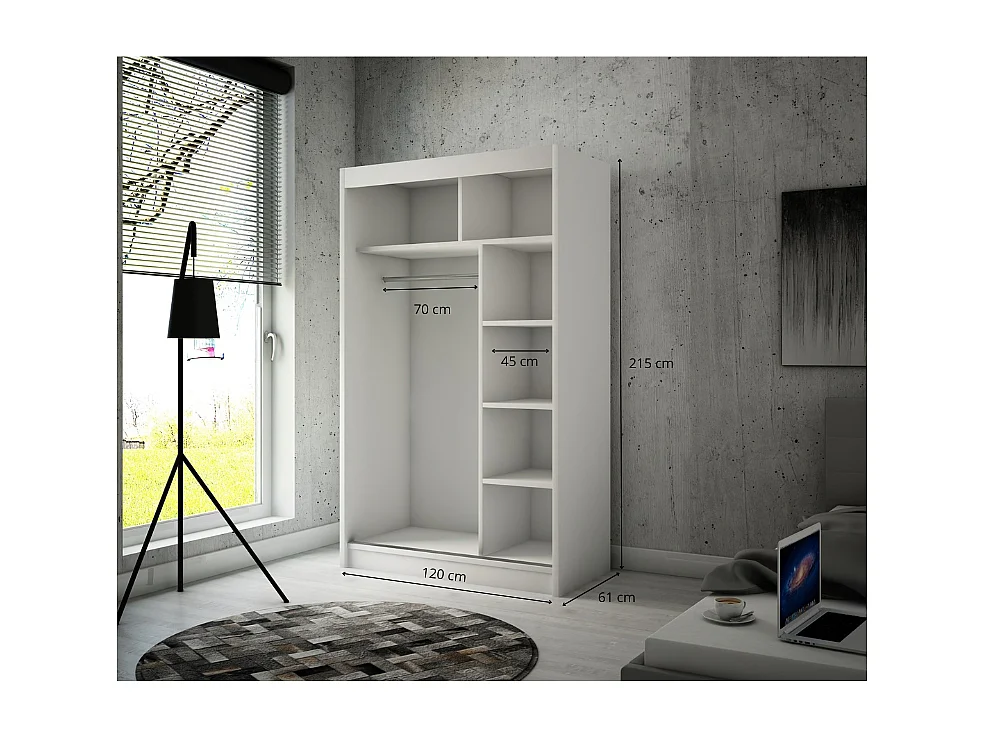 Armoire coulissante ARTON Chêne Craft 120 cm – armoire moderne pour chambre et dressing