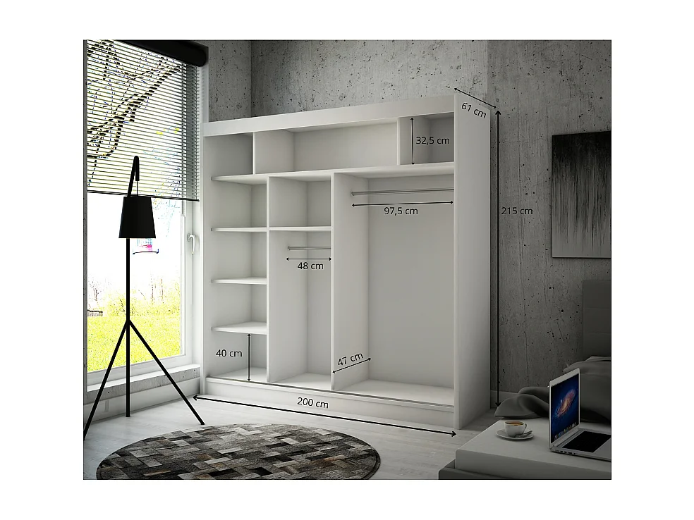 Armoire coulissante ARTON Chêne Craft 200 cm – armoire moderne pour chambre et dressing