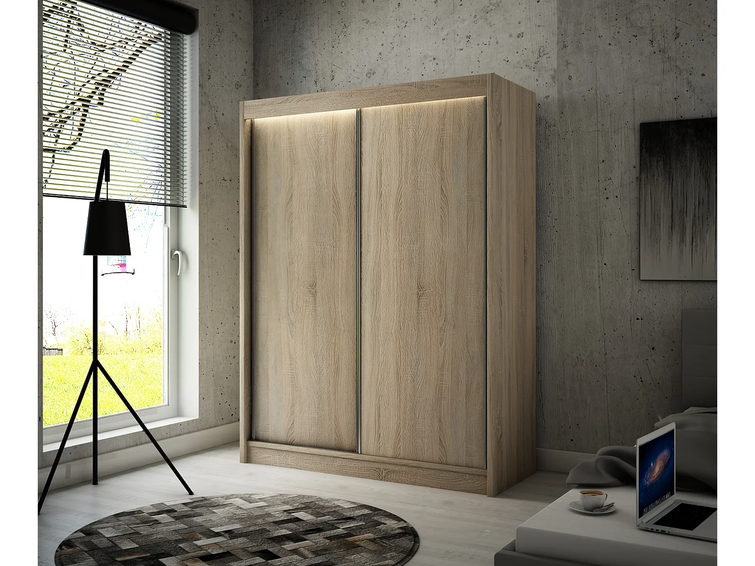 Schuifkast ARTON Eiken Sonoma 120 cm – moderne kast voor slaapkamer en garderobe