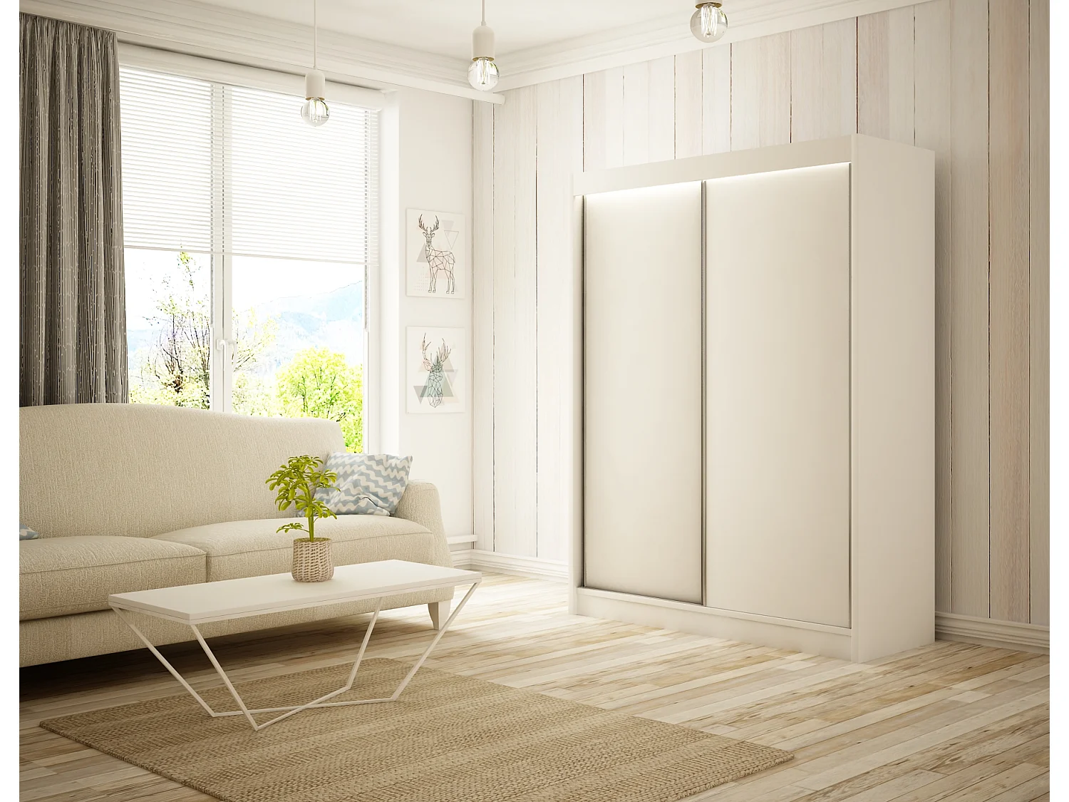 Armoire coulissante ARTON Blanc 150 cm – armoire moderne pour chambre et dressing