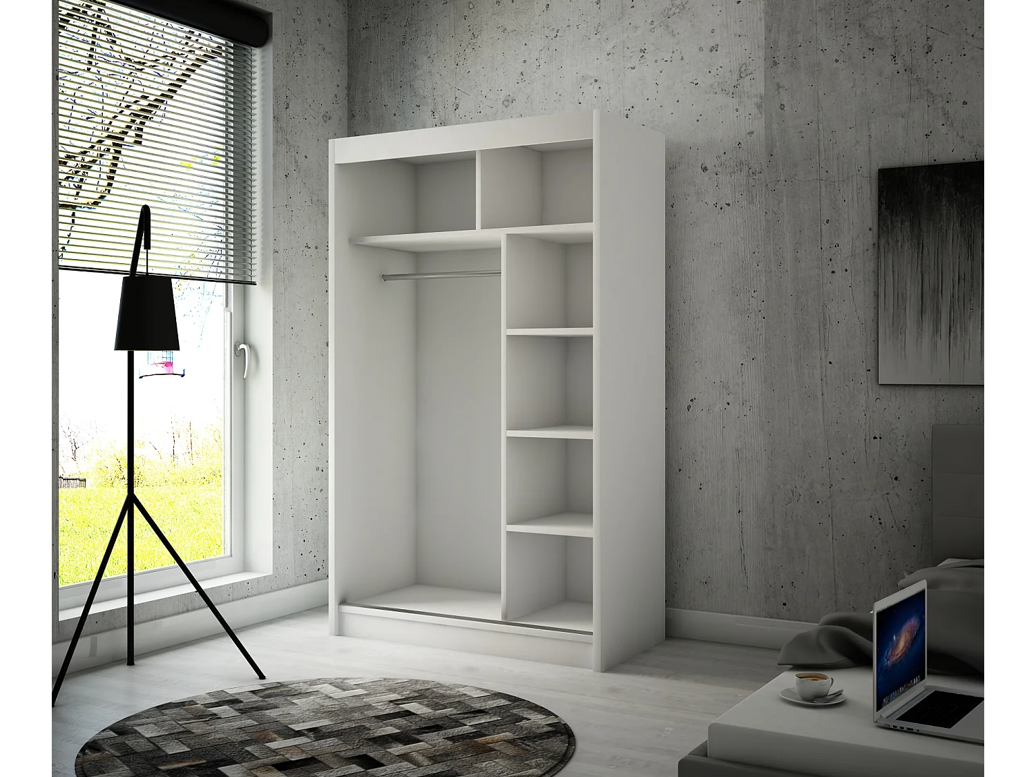 Armoire coulissante ARTON Noir 120 cm – armoire moderne pour chambre et dressing