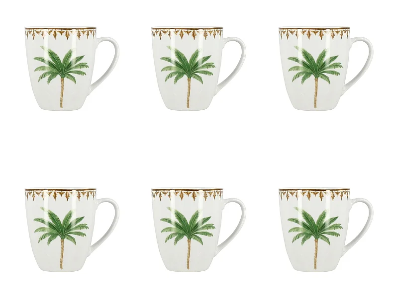 Novastyl - Lot 6 Mugs Atlas 36cl En Porcelaine