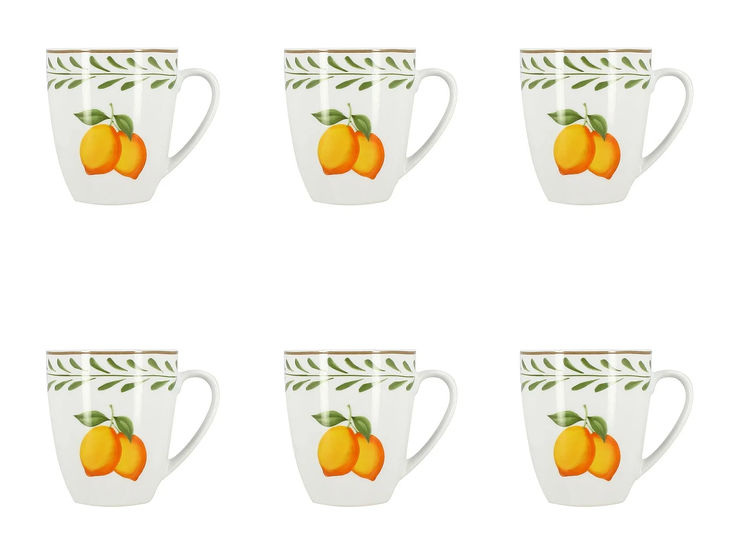 Novastyl - Lot 6 Mugs Lemon 36cl En Porcelaine