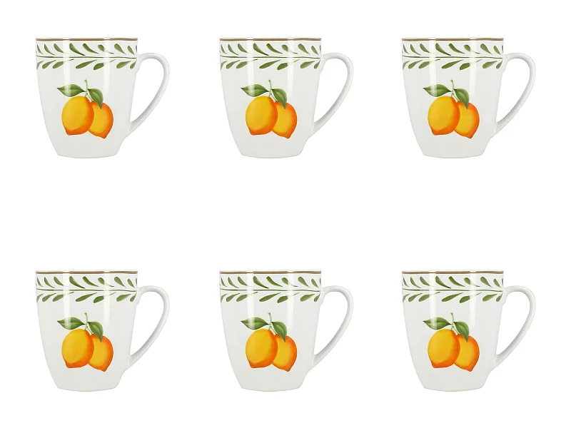 Novastyl - Lot 6 Mugs Lemon 36cl En Porcelaine