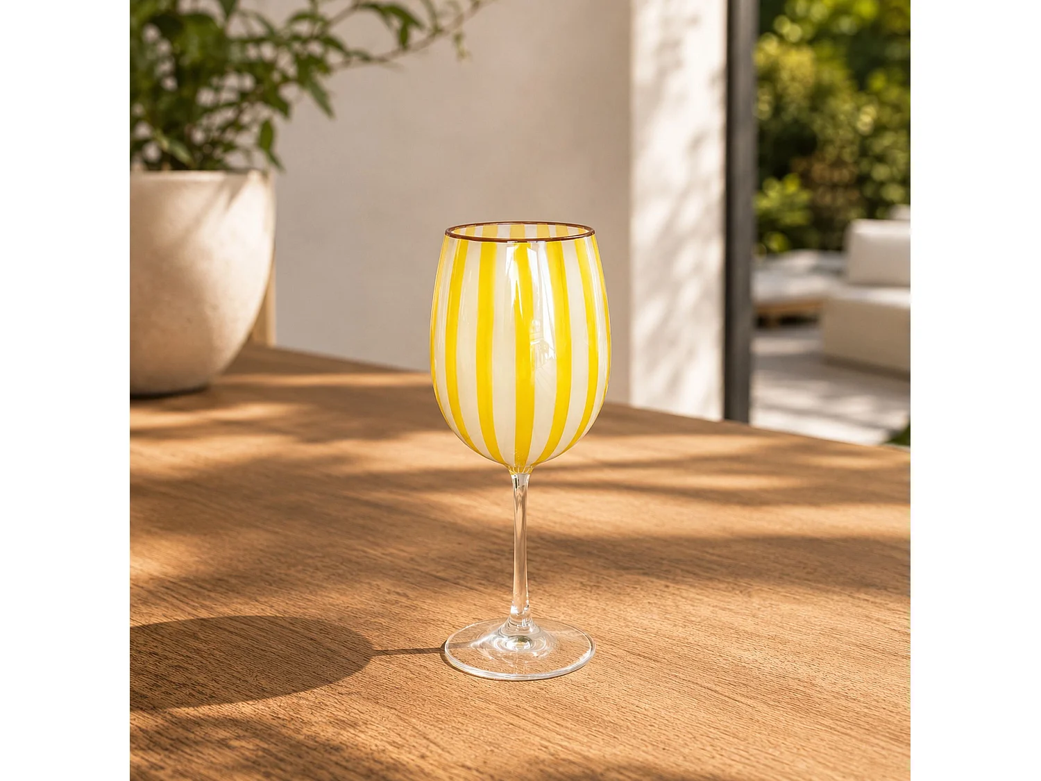 Novastyl - Lot De 3 Verres à Pied 43.5cl En Verre Jaune Circus