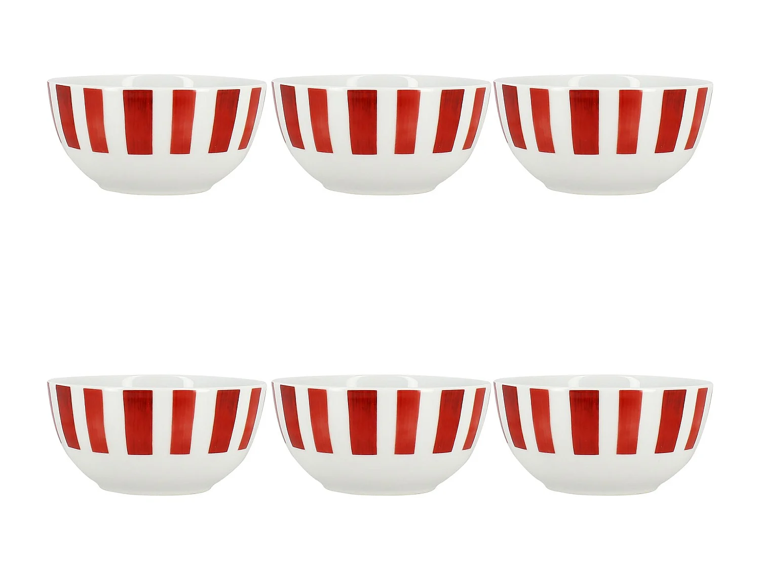 Novastyl - Lot 6 Bols Cocorico 45cl En Porcelaine Rouge Et Blanc