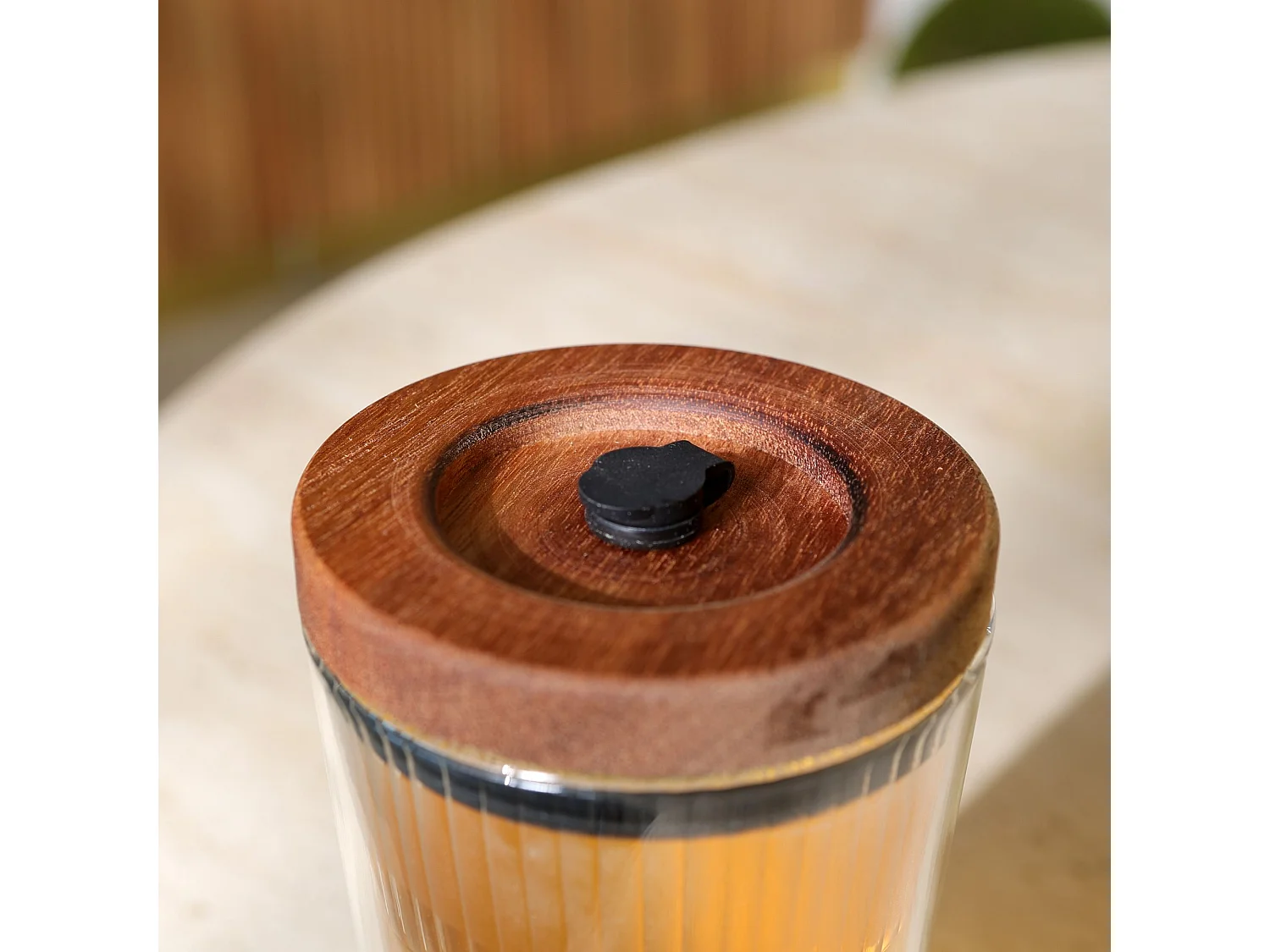 Ogo Living - Gobelet Fusion 50cl En Verre Borosilicate Avec Paille Et Couvercle En Bois