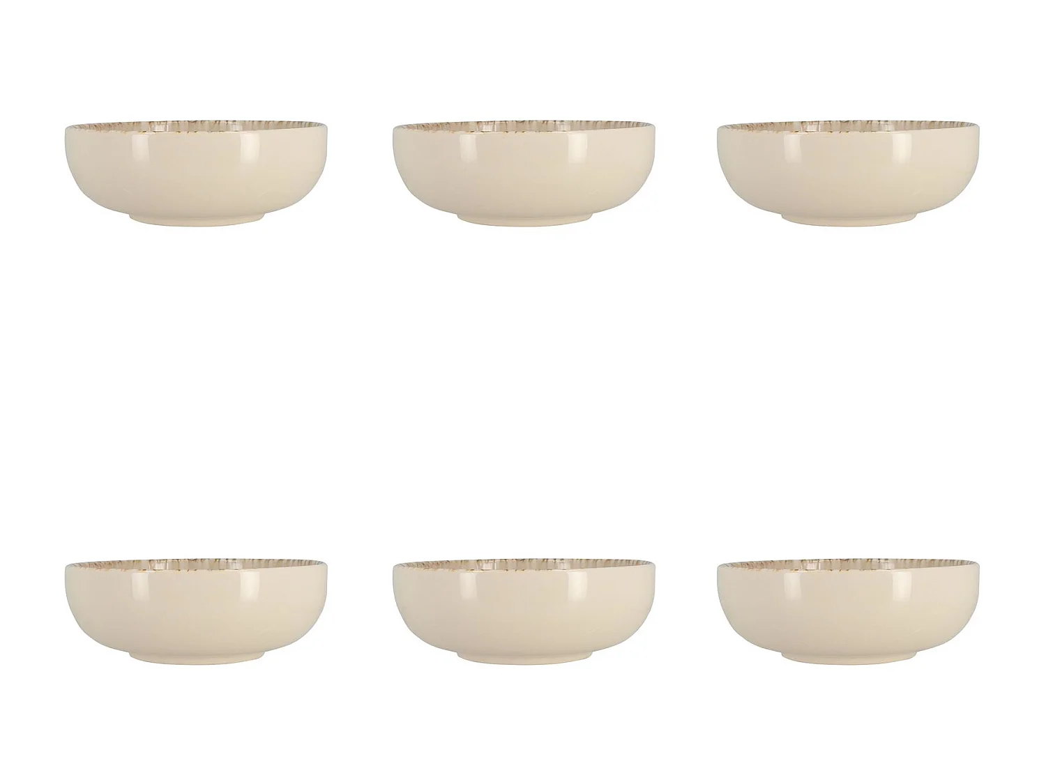 Novastyl - Lot 6 Coupelles Ambre 600ml En Gres Marron Et Beige