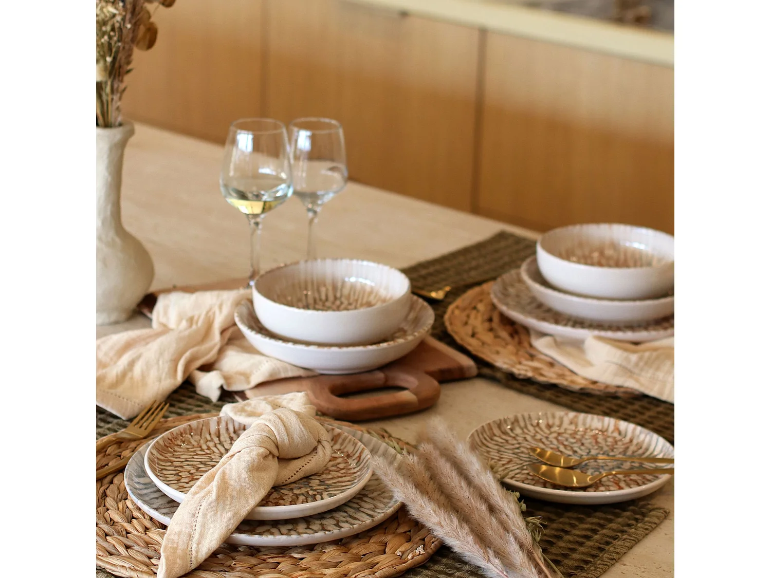 Novastyl - Lot 6 Coupelles Ambre 600ml En Gres Marron Et Beige