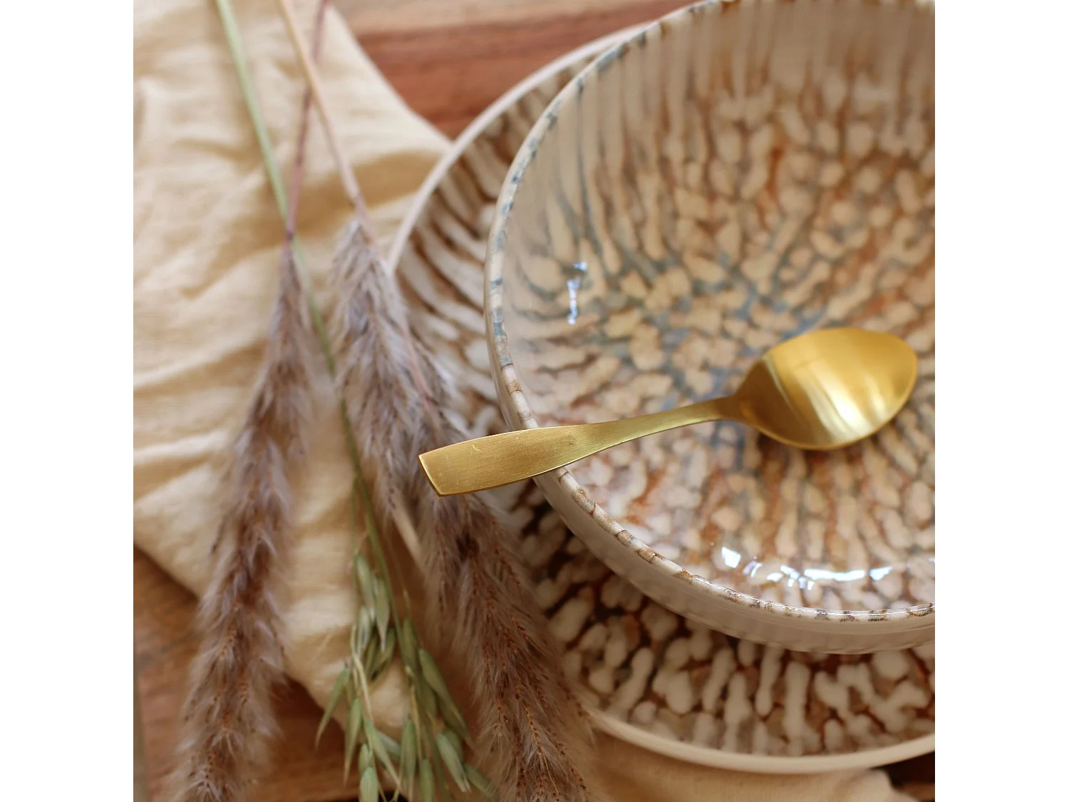 Novastyl - Lot 6 Coupelles Ambre 600ml En Gres Marron Et Beige