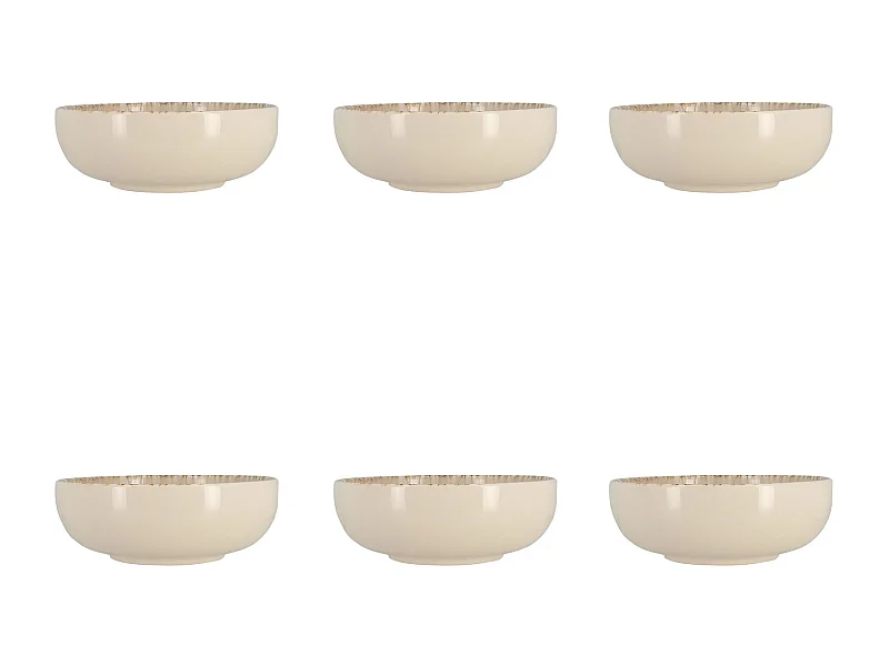 Novastyl - Lot 6 Coupelles Ambre 600ml En Gres Marron Et Beige