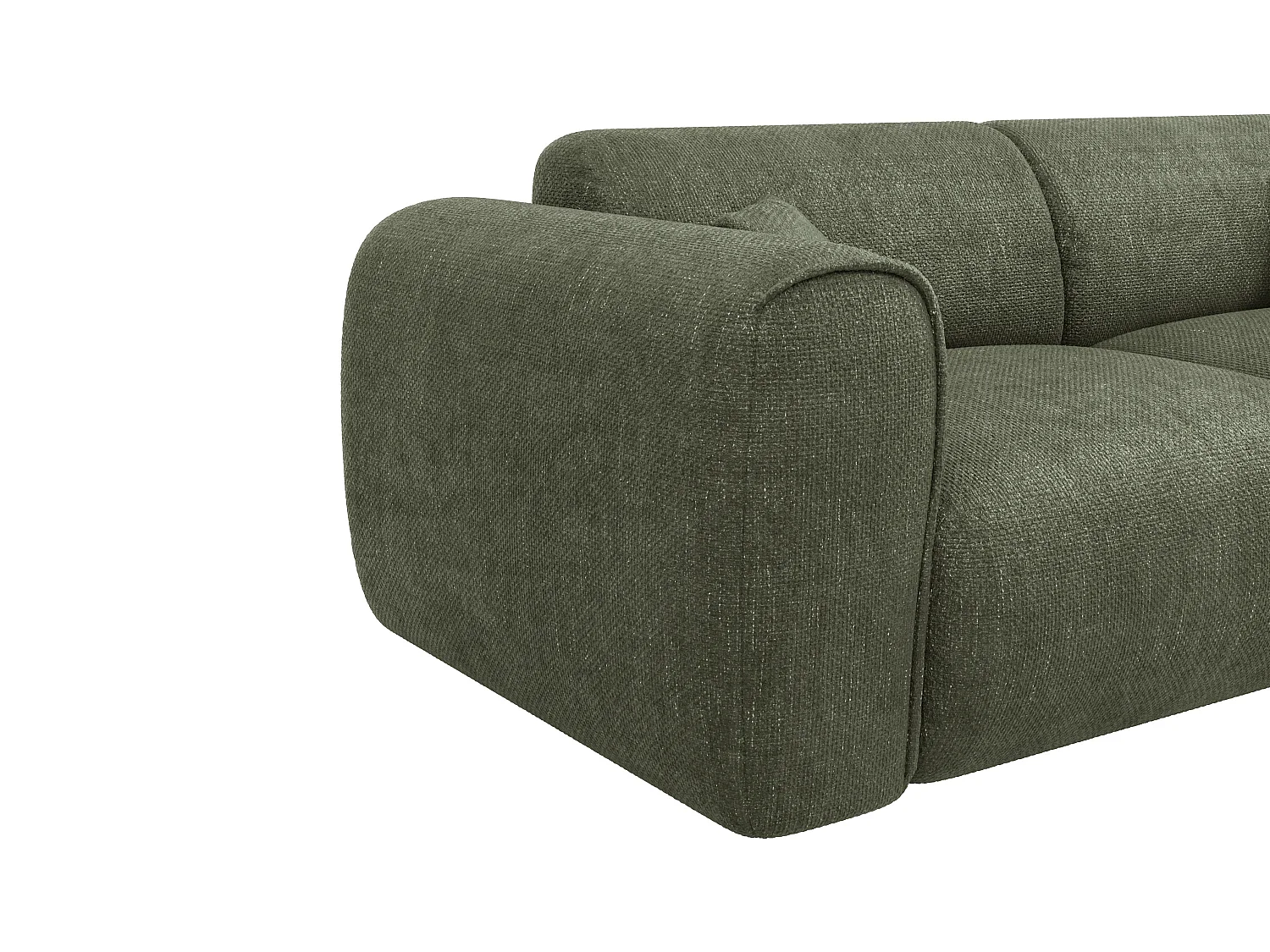 Canapé 3 places convertible express en tissu texturé vert kaki - Matelas 16 cm mémoire de forme POGNIA