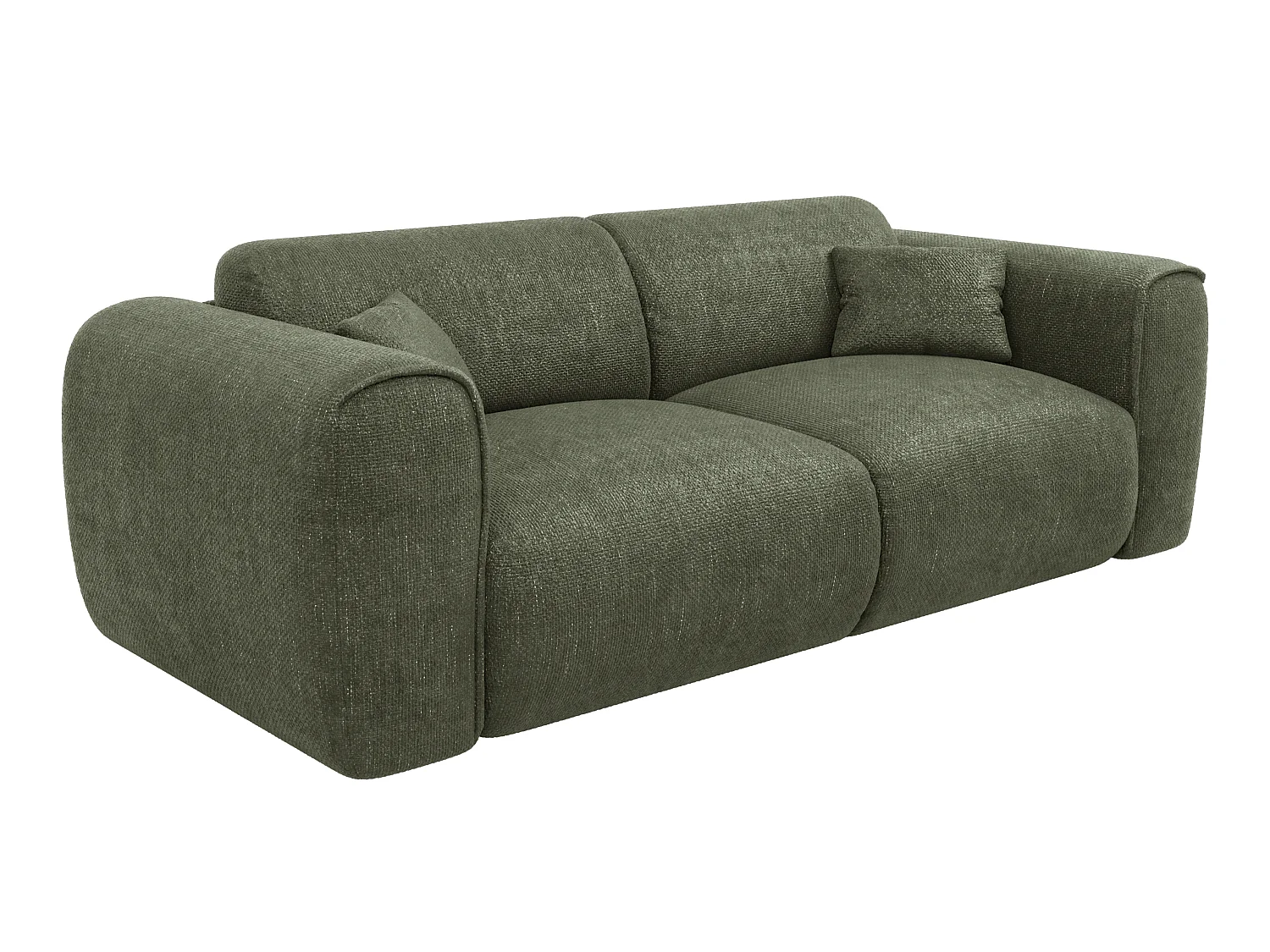 Canapé 3 places convertible express en tissu texturé vert kaki - Matelas 16 cm mémoire de forme POGNIA