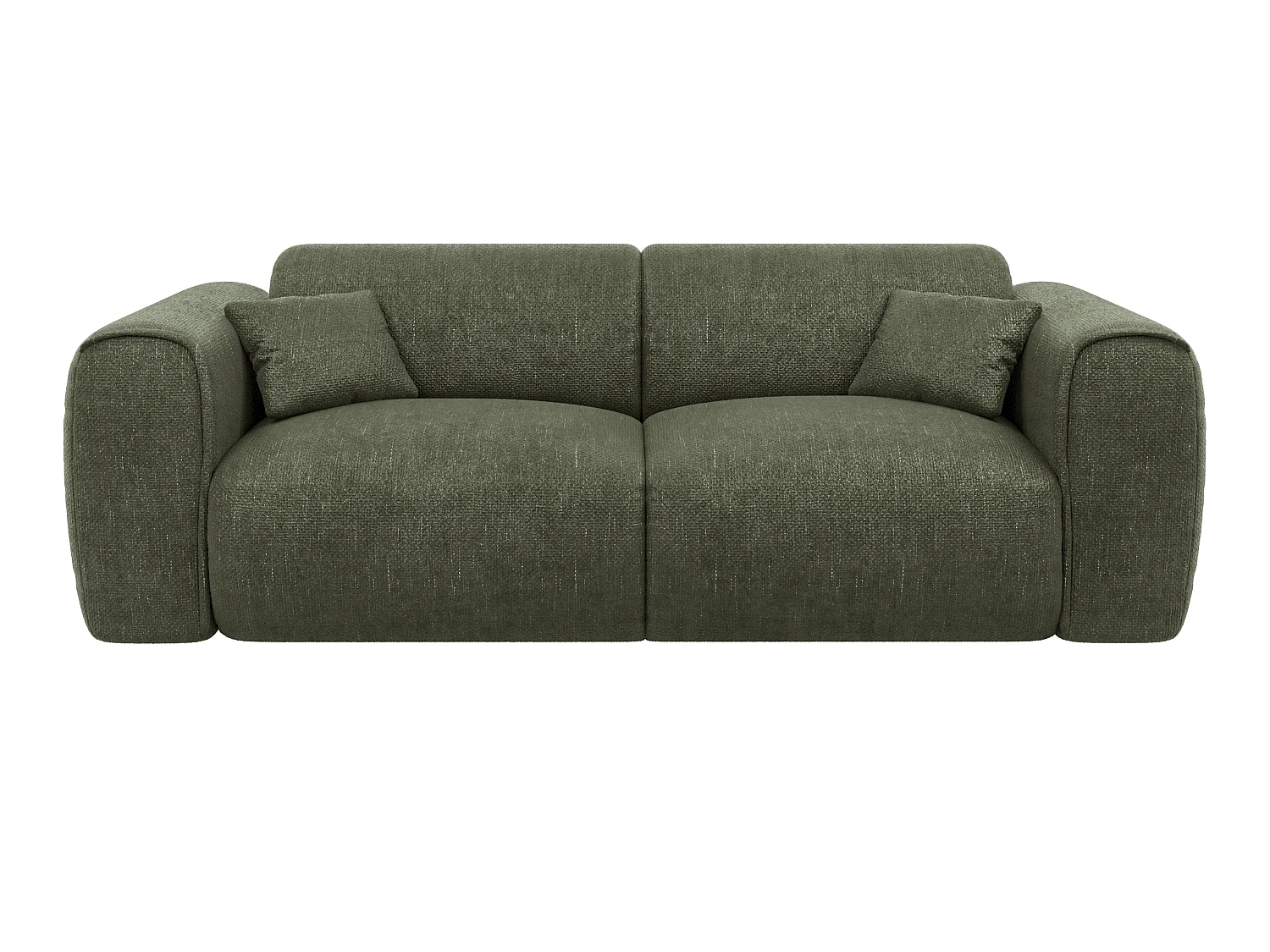 Canapé 3 places convertible express en tissu texturé vert kaki - Matelas 16 cm mémoire de forme POGNIA