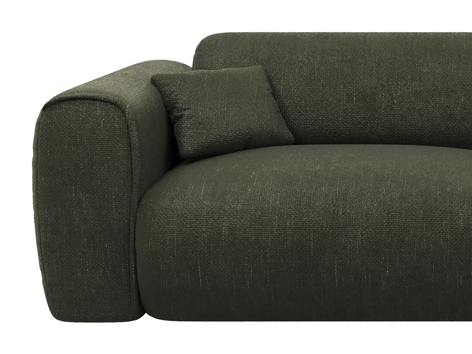 Canapé 4 places convertible express en tissu texturé vert kaki - Matelas 16 cm mémoire de forme POGNIA