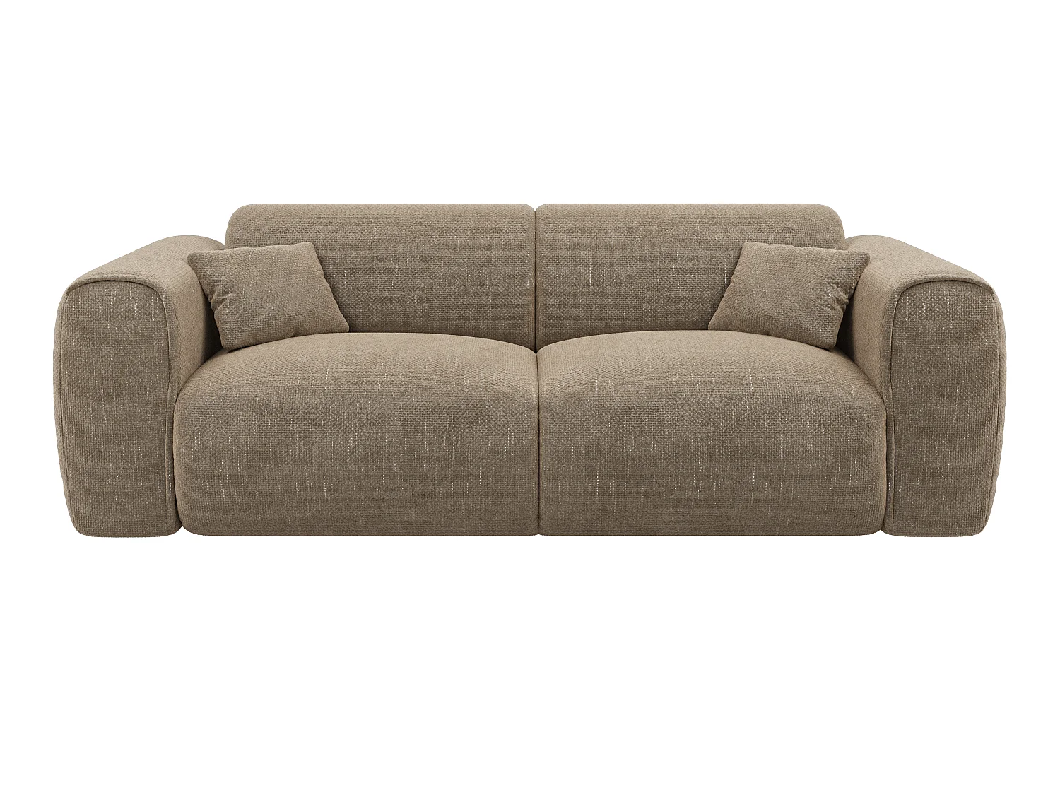 Canapé 3 places convertible express en tissu texturé taupe - Matelas 13 cm mémoire de forme POGNIA