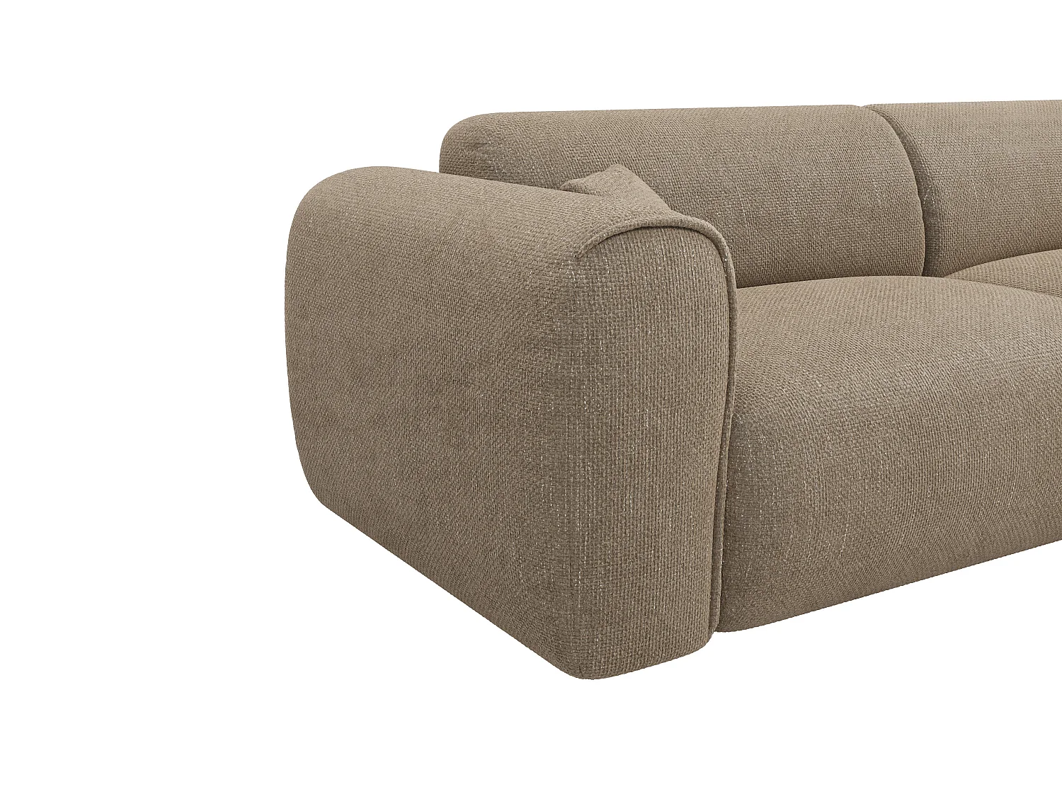 Canapé 4 places convertible express en tissu texturé taupe - Matelas 13 cm mémoire de forme POGNIA