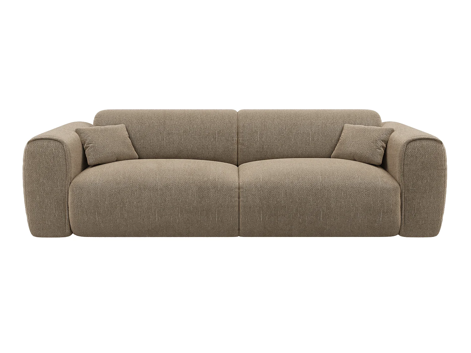 Canapé 4 places convertible express en tissu texturé taupe - Matelas 13 cm mémoire de forme POGNIA