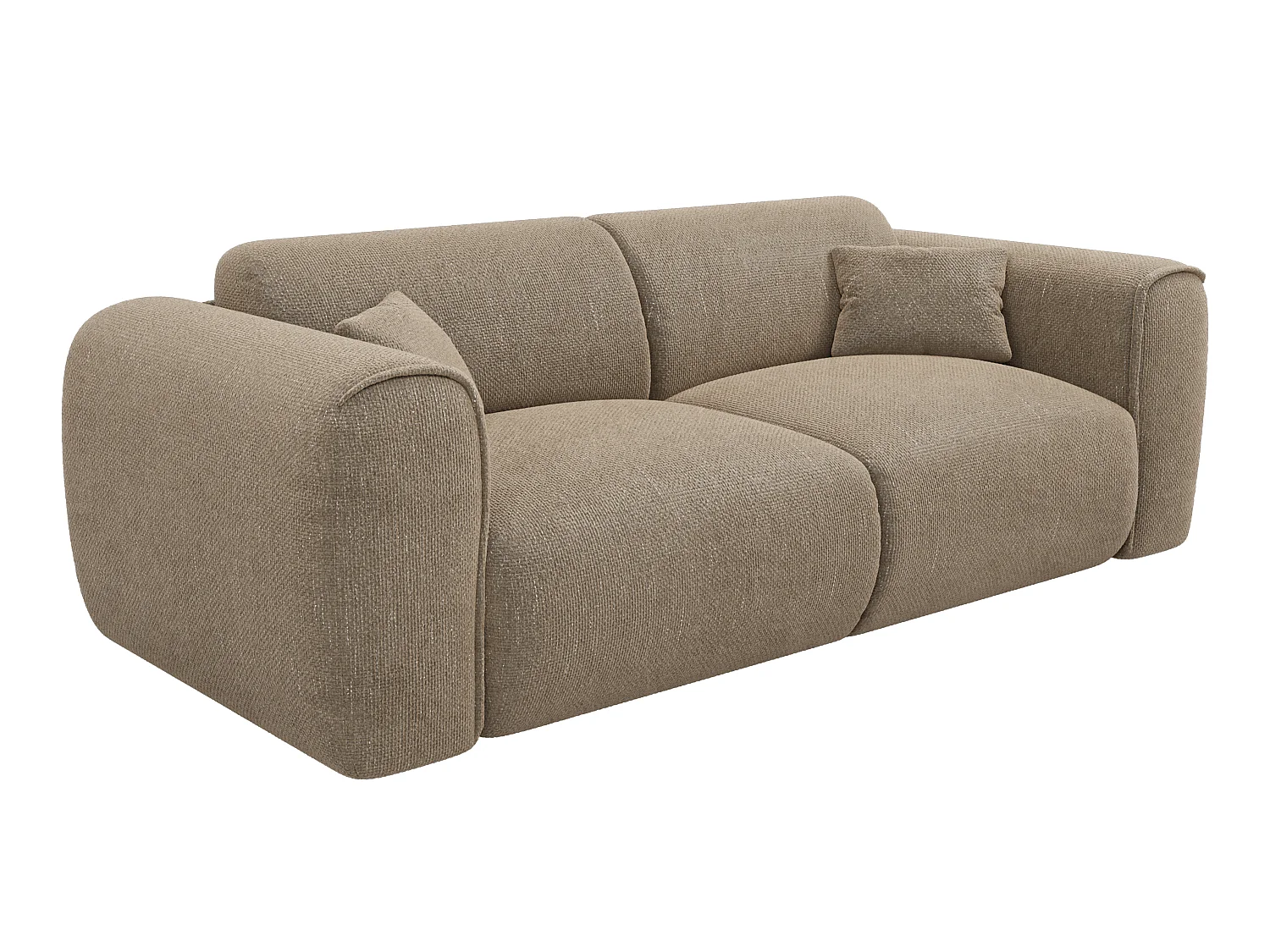 Canapé 3 places convertible express en tissu texturé taupe - Matelas 16 cm mémoire de forme POGNIA