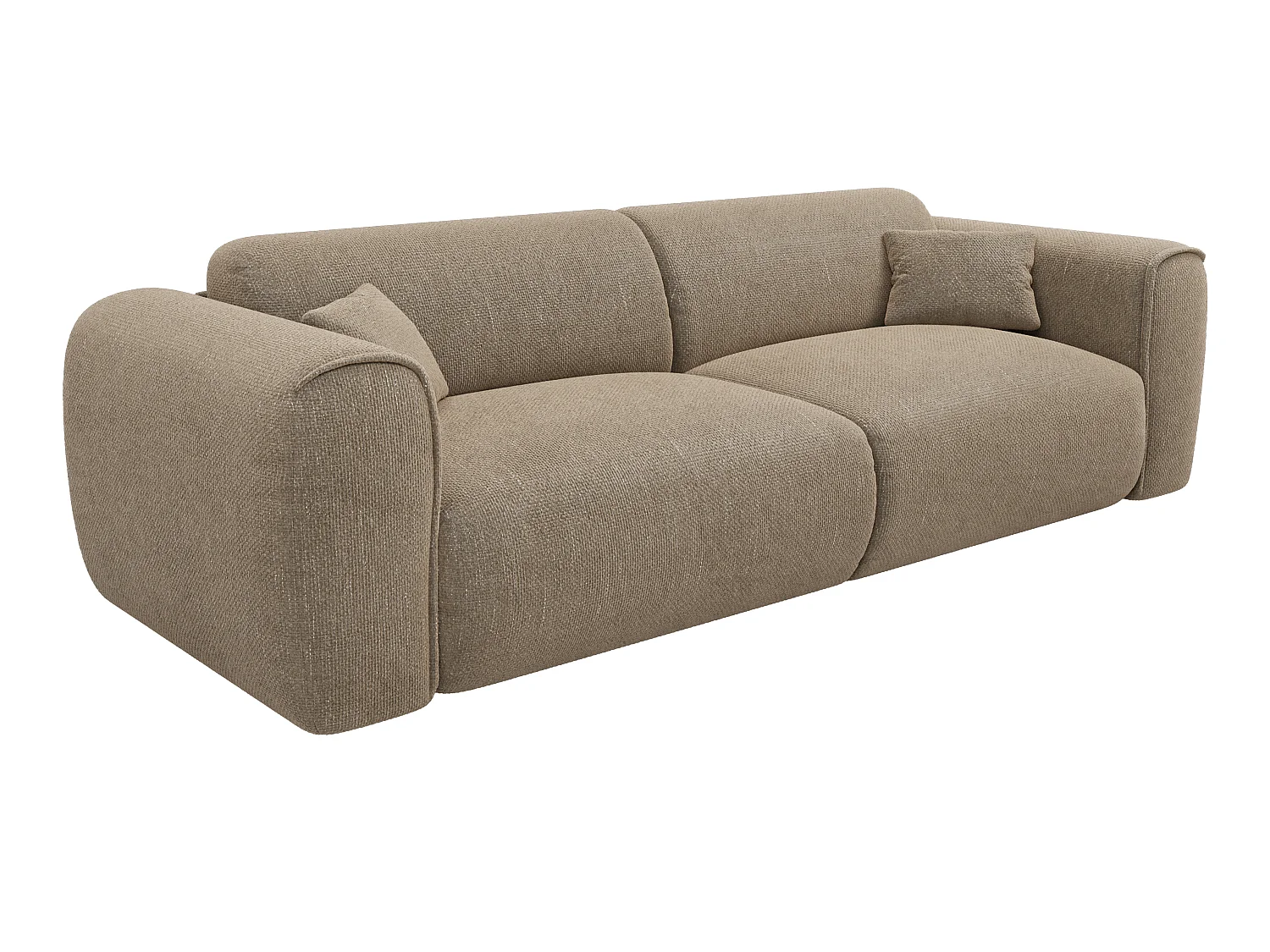 Canapé 4 places convertible express en tissu texturé taupe - Matelas 16 cm mémoire de forme POGNIA