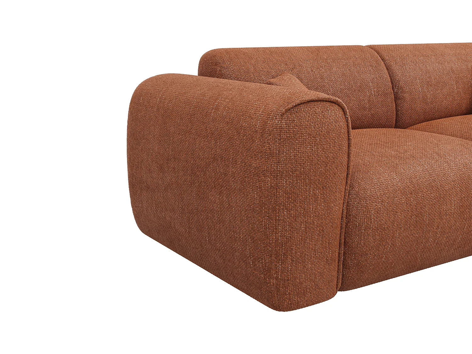 Canapé 3 places convertible express en tissu texturé terracotta - Matelas 13 cm mémoire de forme POGNIA