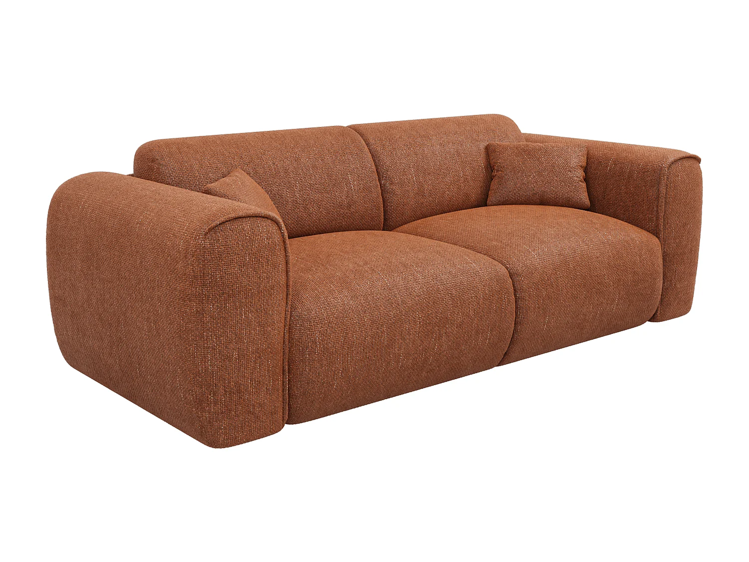 Canapé 3 places convertible express en tissu texturé terracotta - Matelas 13 cm mémoire de forme POGNIA