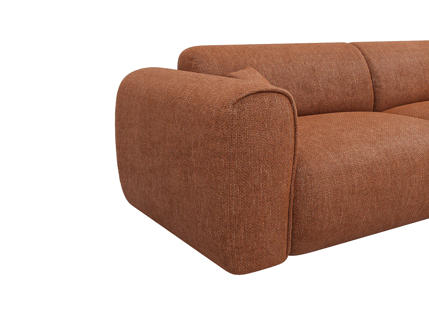 Canapé 4 places convertible express en tissu texturé terracotta - Matelas 13 cm mémoire de forme POGNIA
