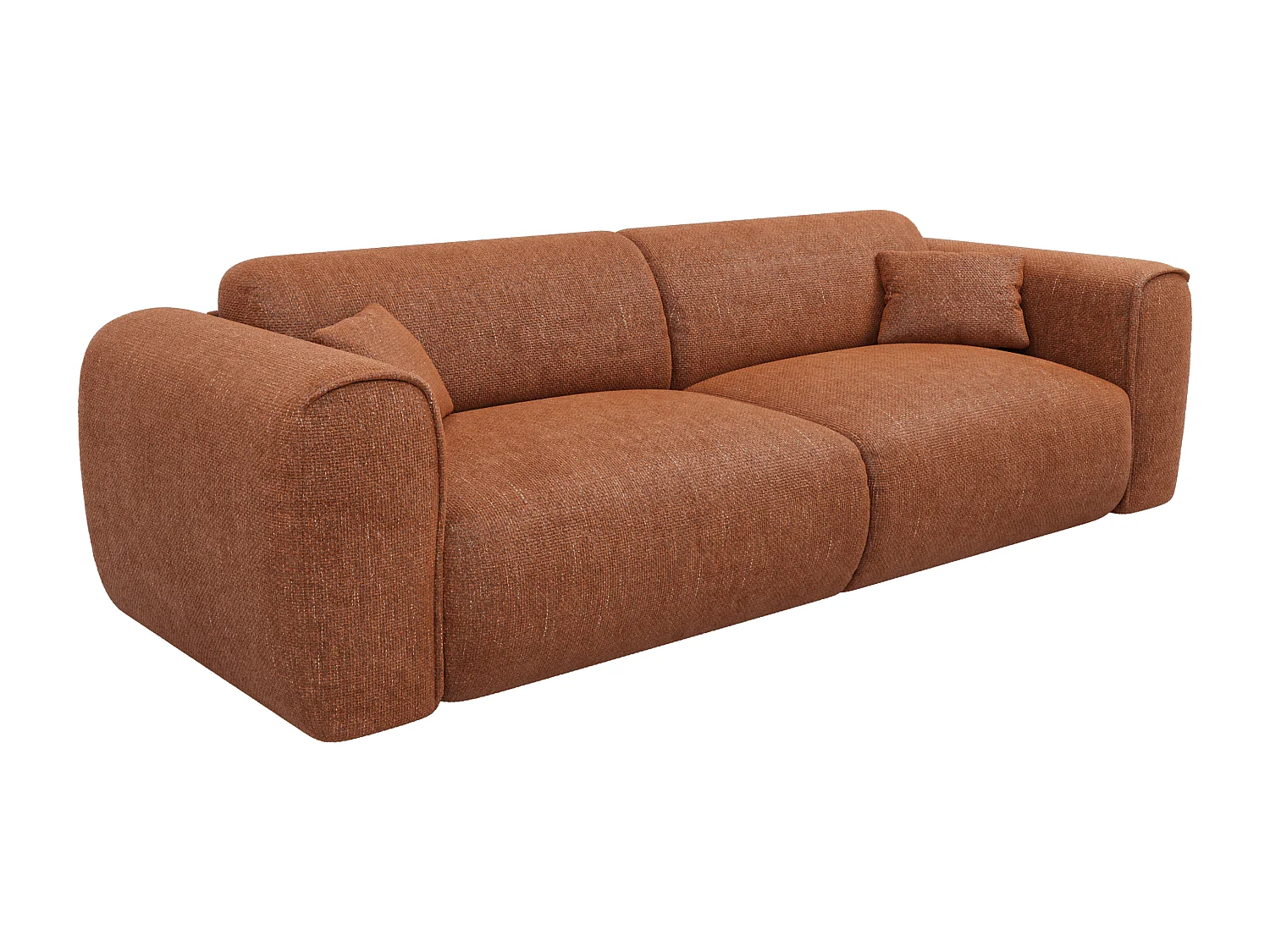 Canapé 4 places convertible express en tissu texturé terracotta - Matelas 13 cm mémoire de forme POGNIA