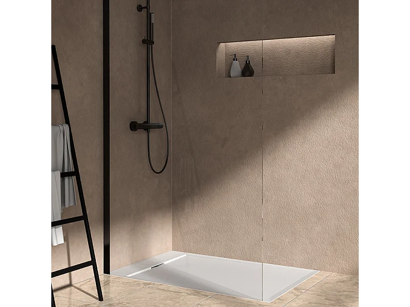 Receveur de douche antidérapant IDEAL STANDARD Ultra Flat S I.Life recoupable avec bonde largeur 120 x 80