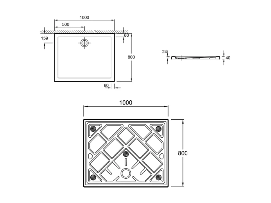 Receveur de douche 100 x 80 JACOB DELAFON Gaspard extra-plat céramique