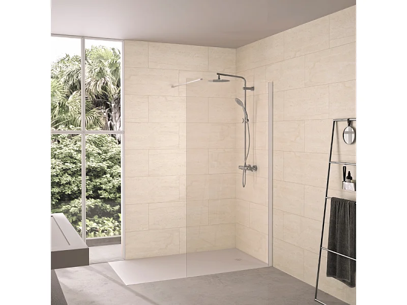 Paroi de douche transparent KINEDO Solo 6+ 70cm profilé Blanc grainé