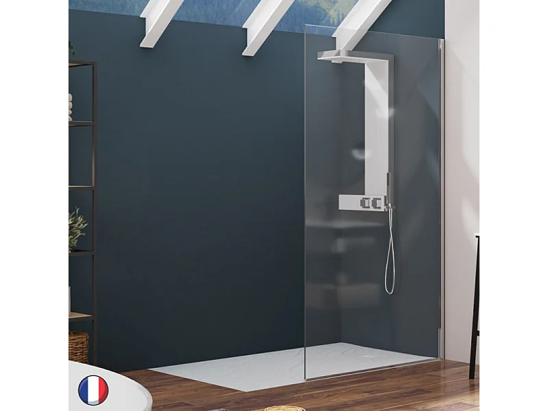 Paroi de douche KINEDO Alpha Solo 120 cm Chromé Transparent