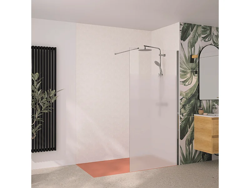 Paroi de douche KINEDO Solo 6+ sérigraphie Cosmos XL 80cm profilé Chromé