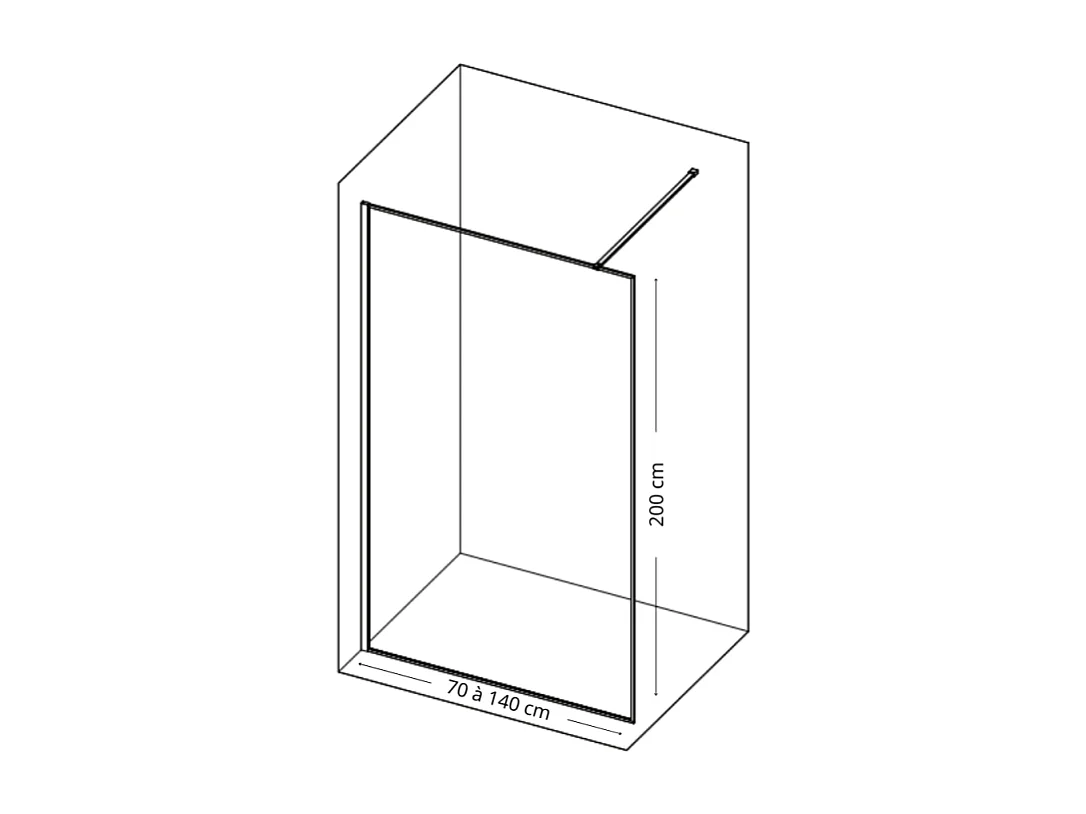 Paroi de douche transparent KINEDO Solo 6+ 70cm profilé Noir mat