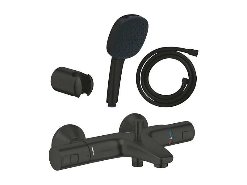 Pack mitigeur Thermostatique bain douche GROHE Precision Start + Douchette 2 jets Vitalio Comfort 110 avec flexible et support