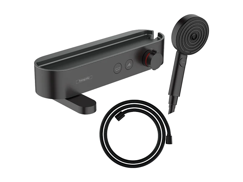 Pack mitigeur bain douche thermostatique HANSGROHE ShowerTablet Select + Flexible Designflex + Pommeau de douche Pulsify Select 3 jets Noir mat