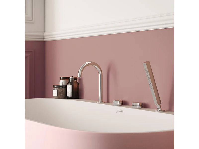 Mitigeur baignoire mécanique sur gorge JACOB DELAFON Grands Boulevards chromé + pommeau de douche 2 jets + corps encastré