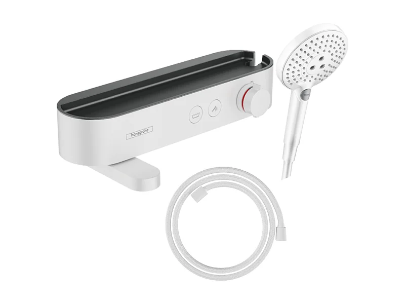 Pack mitigeur bain douche thermostatique HANSGROHE ShowerTablet Select + Flexible Designflex + Pommeau de douche Raindance 3 jets Blanc mat